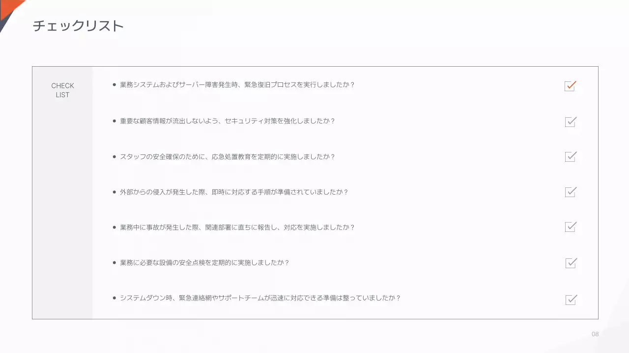 白 シンプル 緊急時 マニュアル プレゼンテーション