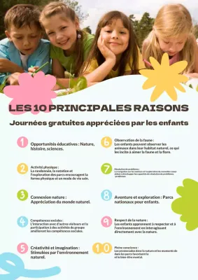 White Rainbow Simple National Park Journée d'entrée gratuite Avantages pour les enfants Matériel de classe