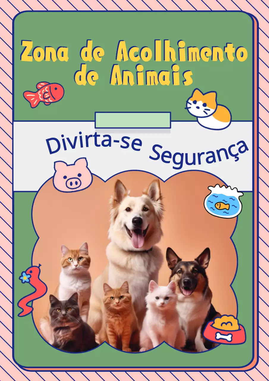 Verde Amarelo Geométrico Colorido Engraçado Cartaz Web Amigo dos Animais de Estimação