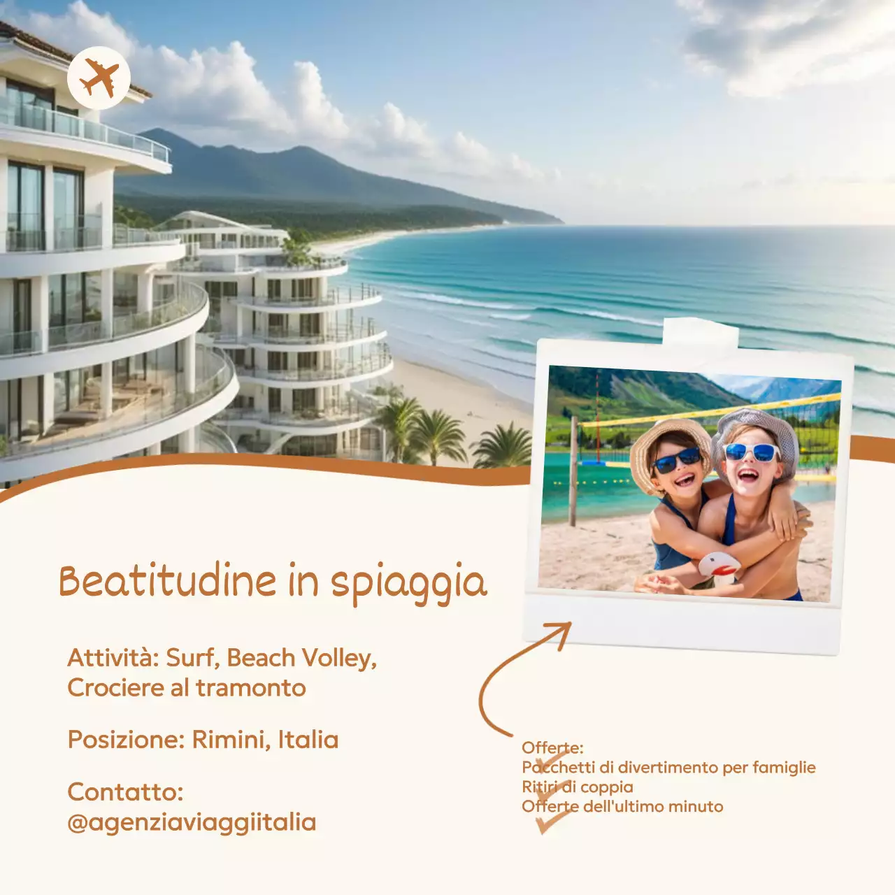 Blu Beige Minimalista Moderno Viaggio Social Media Quadrato