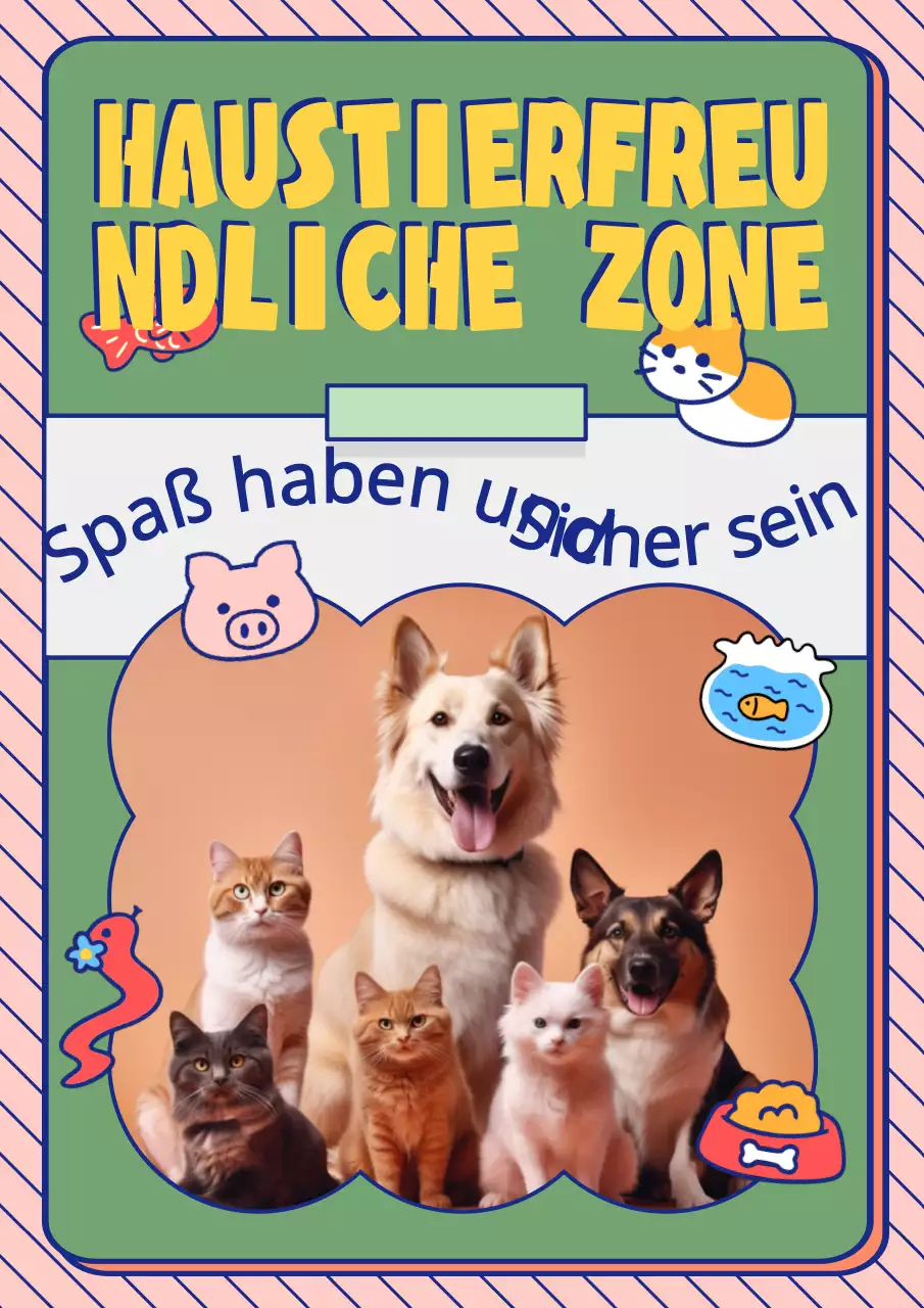 Grün Gelb Geometrisch Bunt Lustig Haustier Freundlich Web Poster
