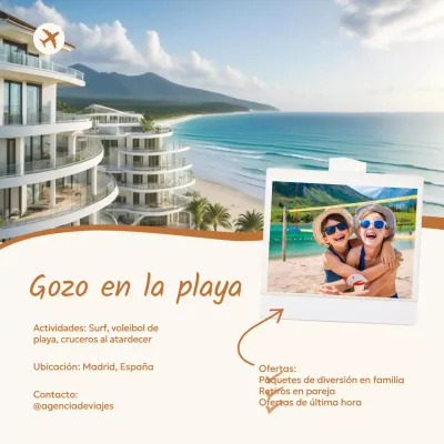 Azul Beige Minimalista Moderno Viajes Social Media Cuadrado