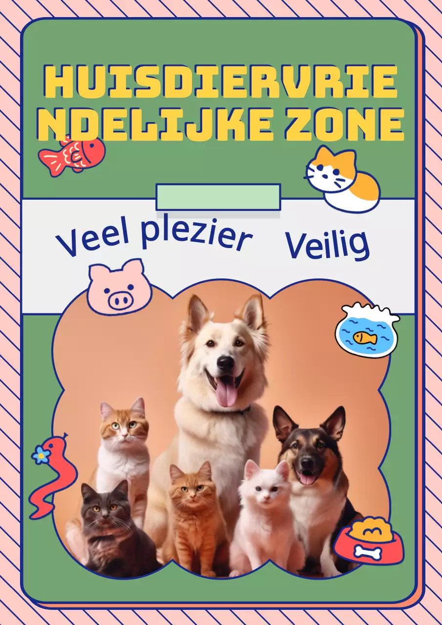 Groen Geel Geometrisch Kleurrijk Grappig Huisdiervriendelijk Web Poster