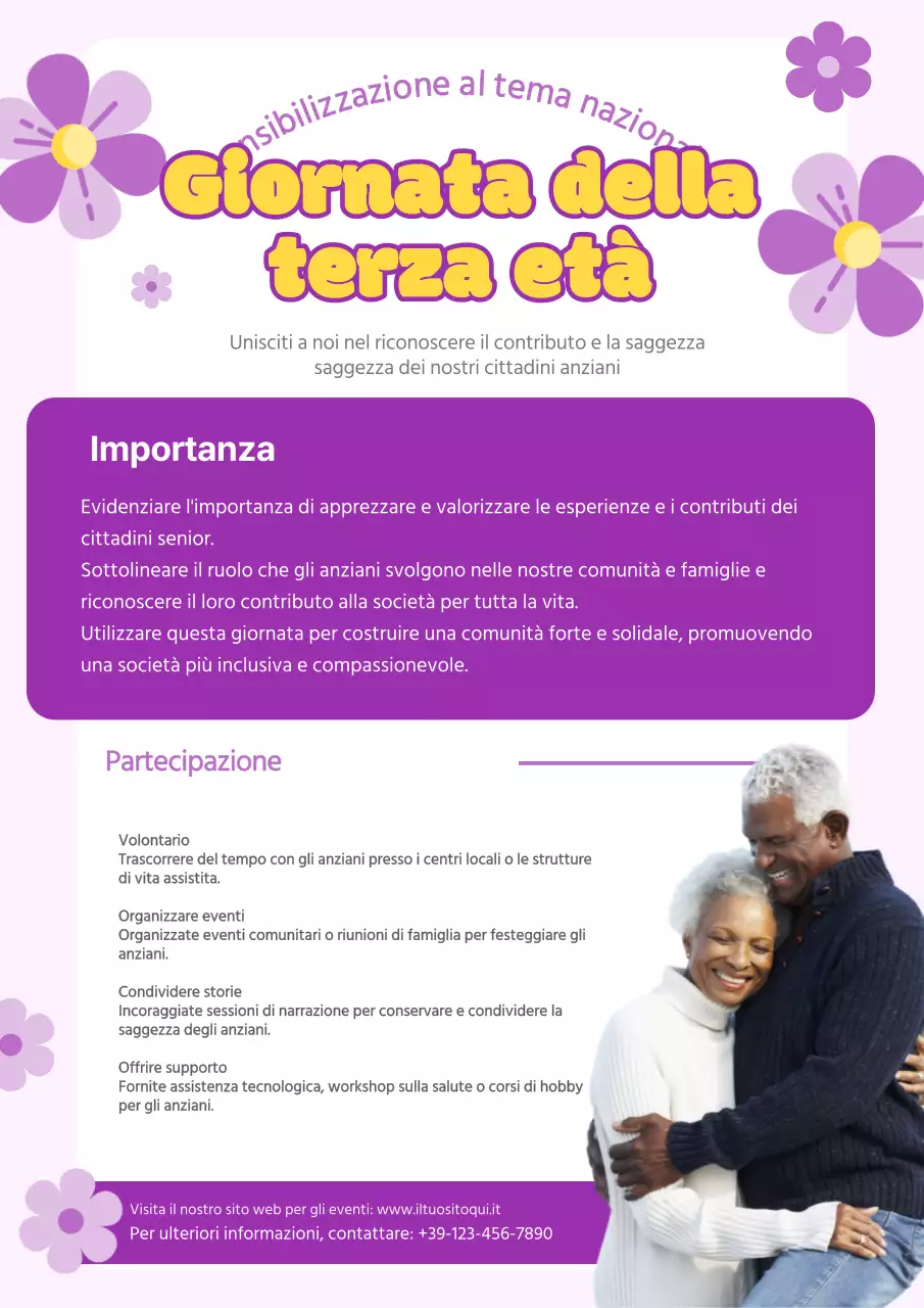 Materiale per l'evento della Giornata Nazionale degli Anziani Viola