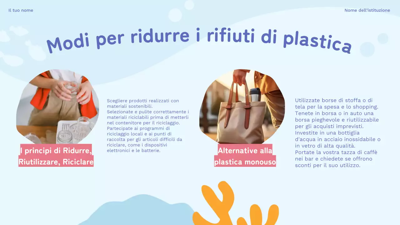 Materiali di studio sui rifiuti di plastica naturale blu cielo e viola