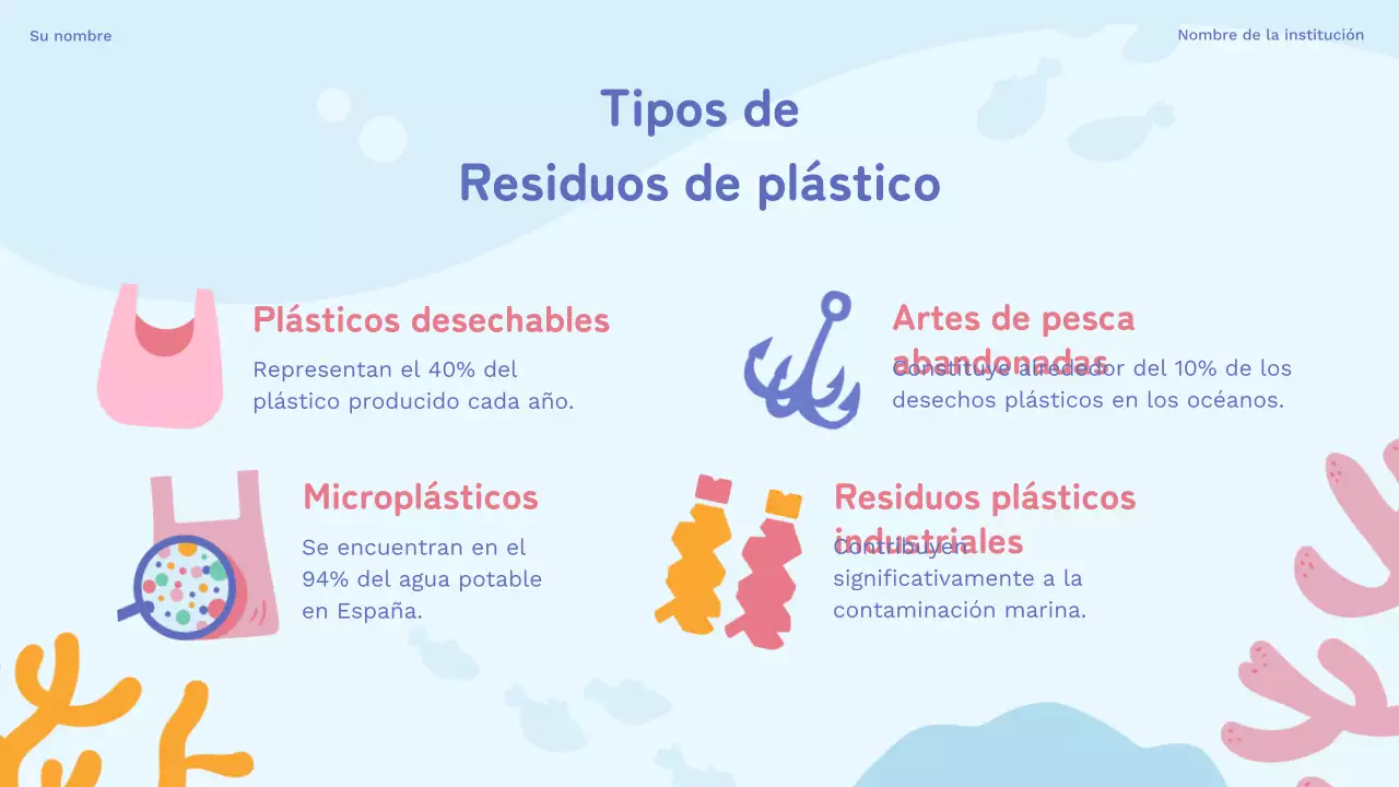 Materiales de estudio de los residuos de plástico natural azul cielo y morado