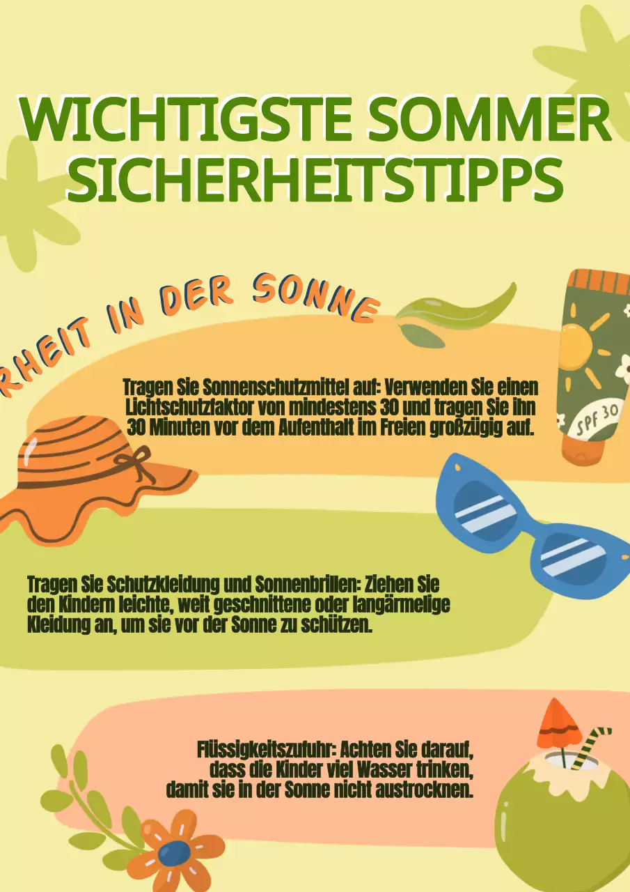 Grün-Gelb Natürlicher Sicherheitsleitfaden für Sommeraktivitäten für Kinder Poster Unterrichtsmaterial