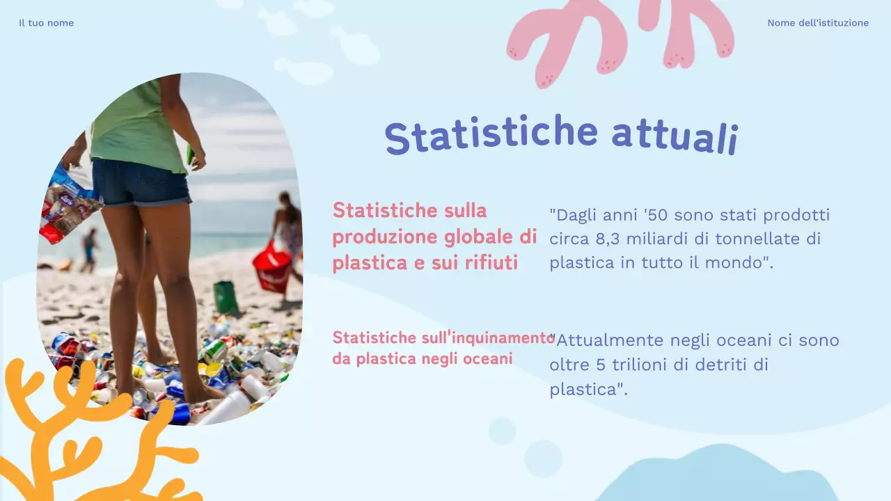 Materiali di studio sui rifiuti di plastica naturale blu cielo e viola