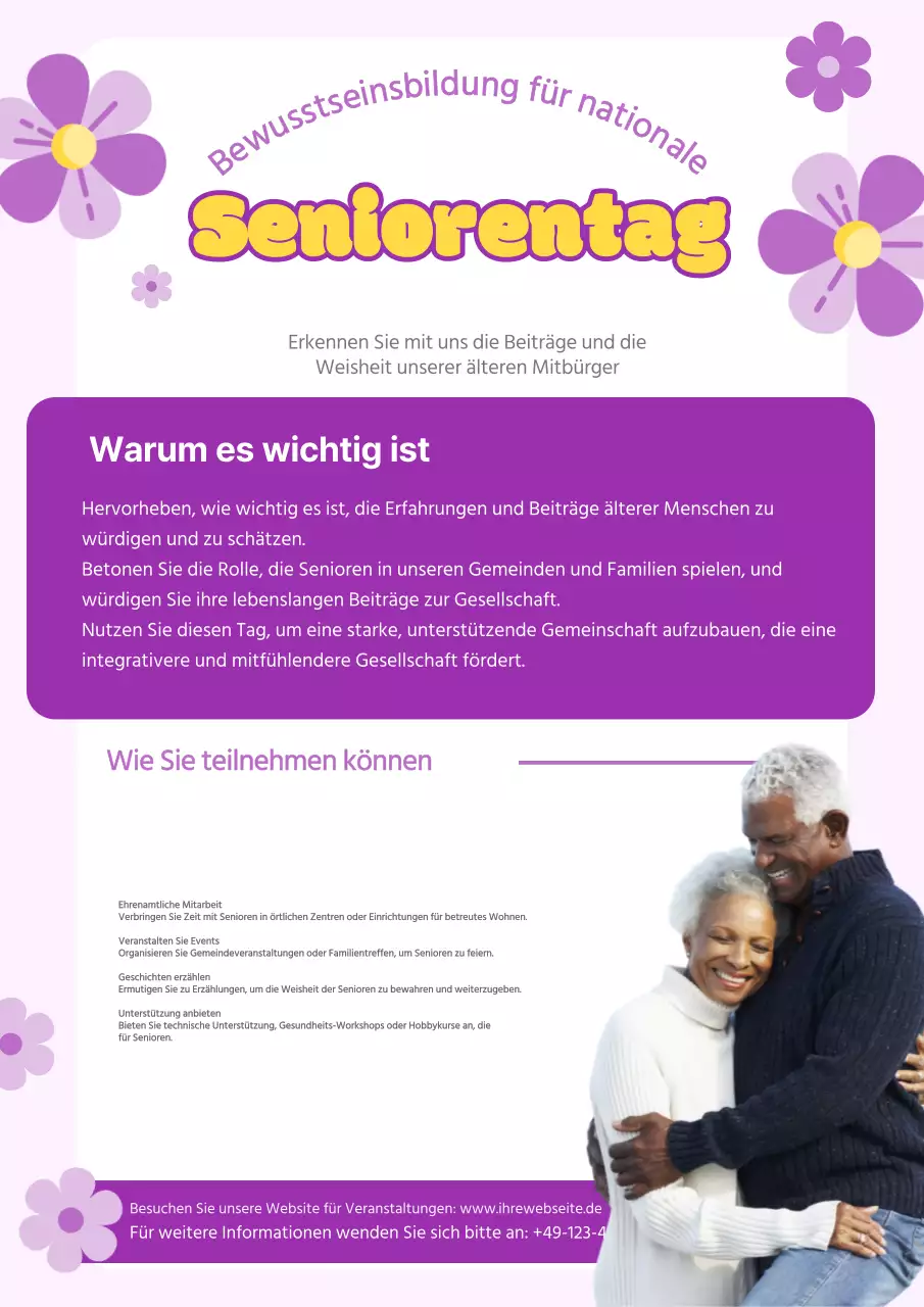 Violett Nationaler Seniorentag Veranstaltungsmaterial