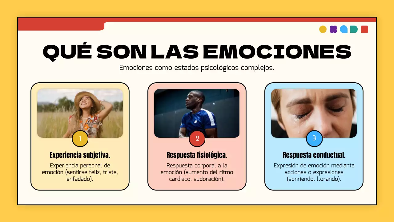 Amarillo y rojo simple emoción moderna introducción materiales de clase