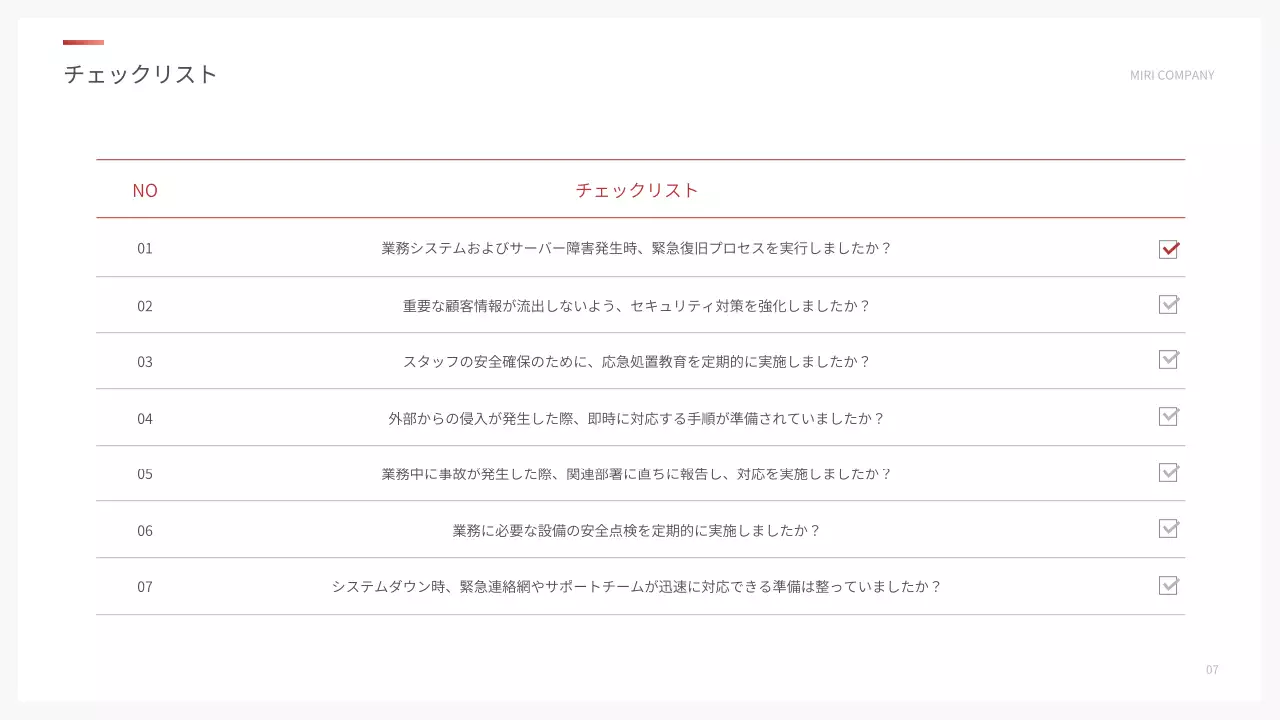 赤 シンプル 緊急時対応 マニュアル プレゼンテーション