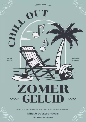 Groen Grijs Modern Muziek Afspeellijst Poster