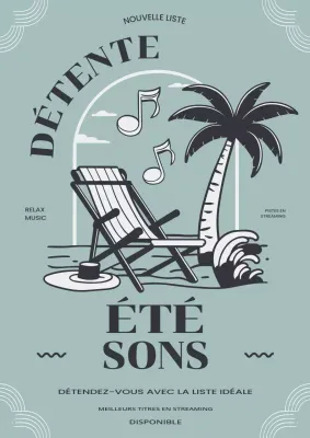 Affiche de liste de lecture de musique moderne verte et grise