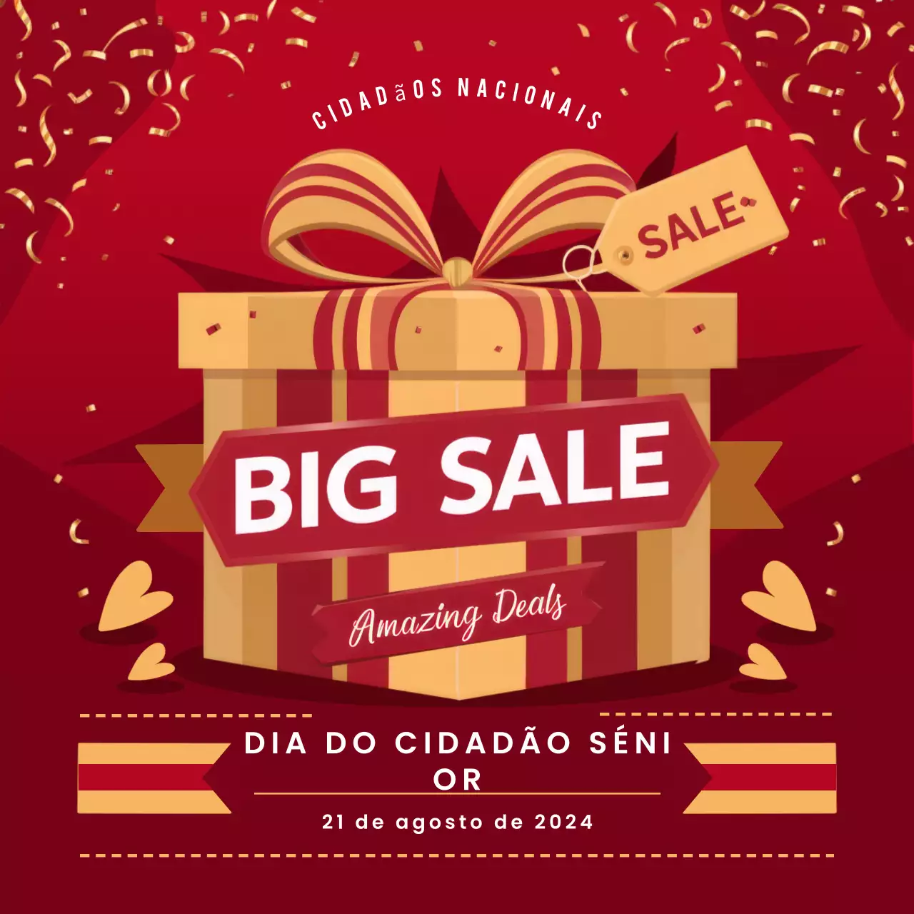Publicidade da venda do Dia do Cidadão Sénior Moderno Vermelho