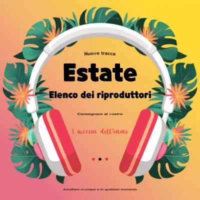 Playlist musicale tropicale moderna rosa e gialla Pubblicità