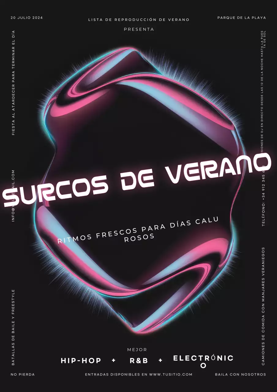 Negro Moderno Verano Grooves Evento Musical Flyer