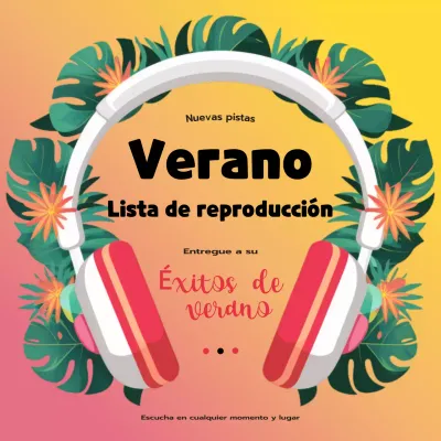 Lista de reproducción de música tropical moderna en rosa y amarillo Publicidad