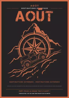 Flyer orange et noir "Road Trip Offroad" (voyage en voiture)
