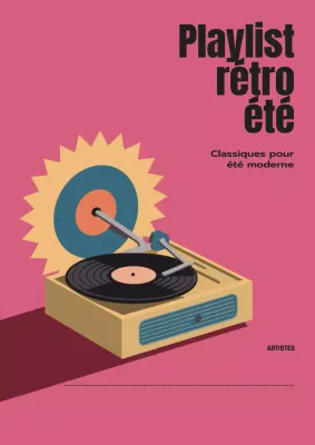 Pink Yellow Simple Old-Fashion Retro Summer Playlist Publicity