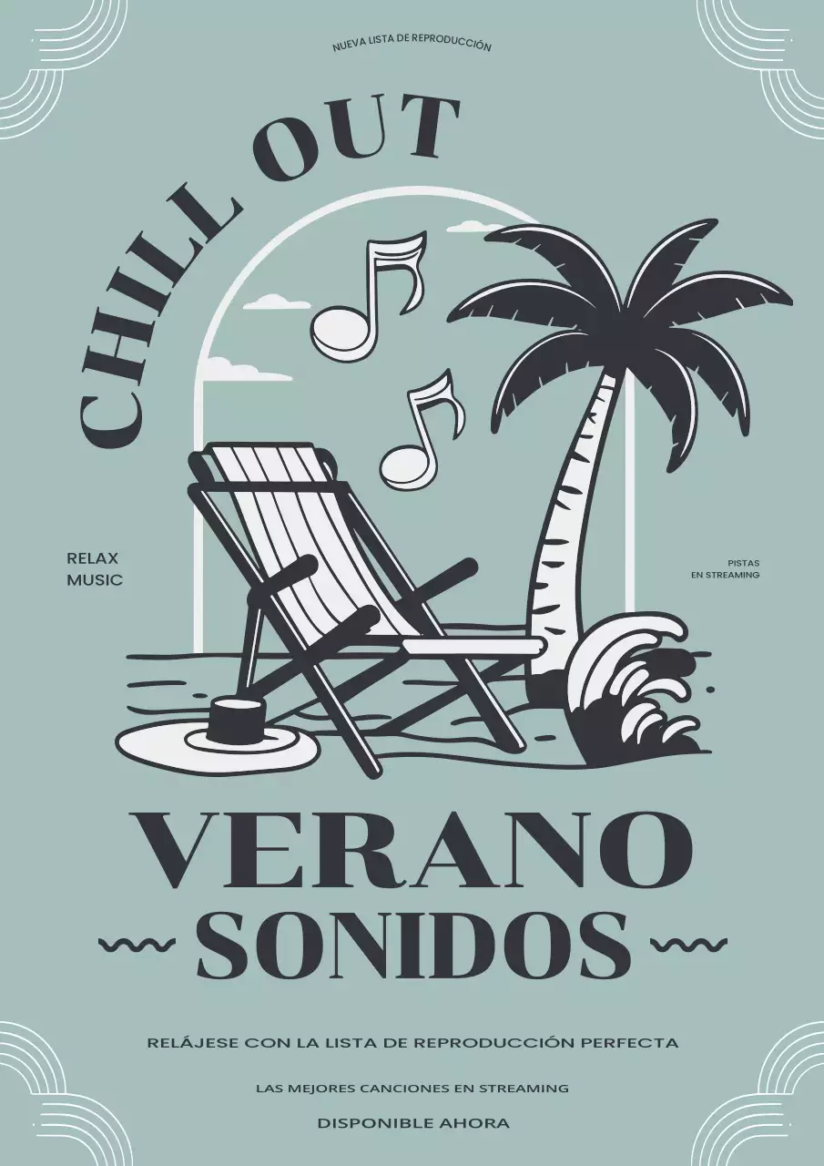 Póster de lista de reproducción de música moderna verde gris