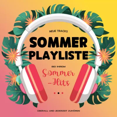 Rosa und gelbe moderne tropische Musik-Wiedergabeliste Werbung