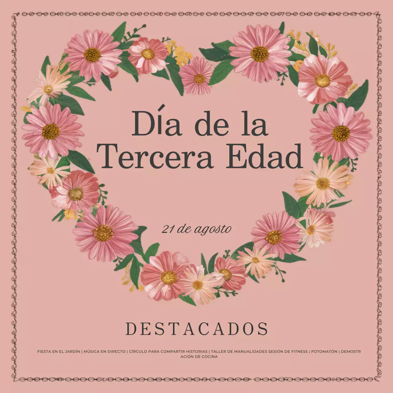 Pink Simple Promoción del Día de la Tercera Edad