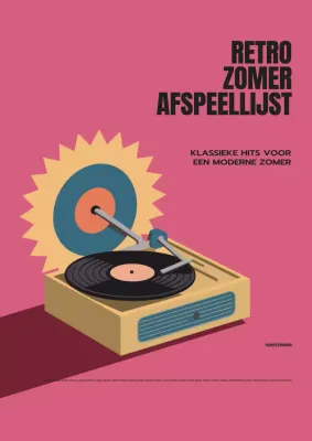 Roze Geel Eenvoudig Ouderwets Retro Zomer Afspeellijst Publiciteit