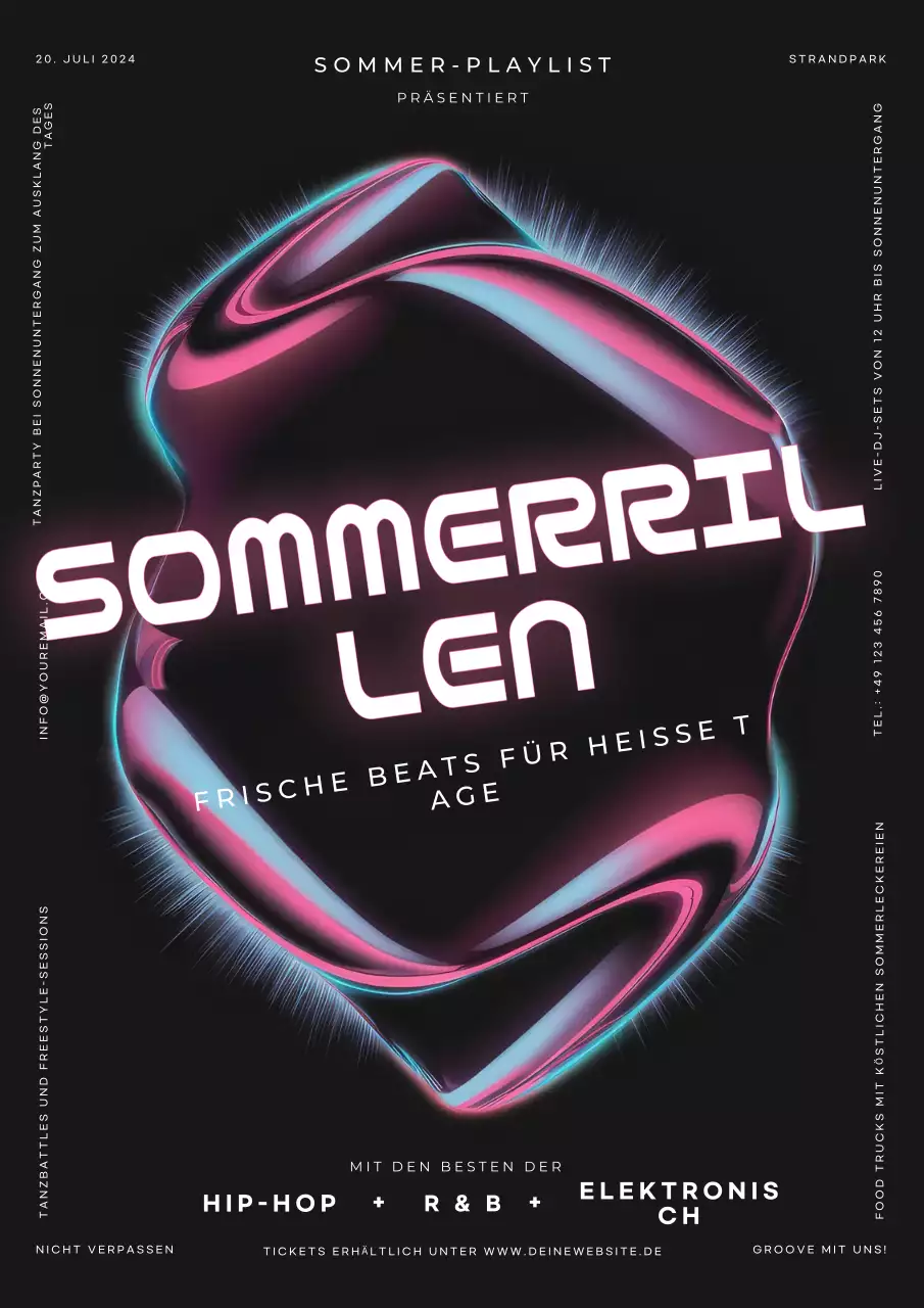 Schwarz Modern Summer Grooves Musik Event Flyer