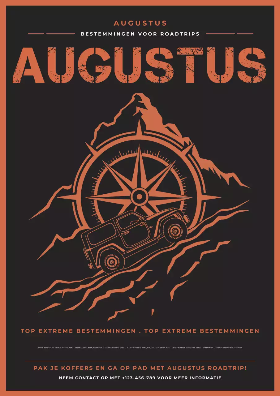 Oranje en zwart gedurfde Road Trip Offroad Flyer