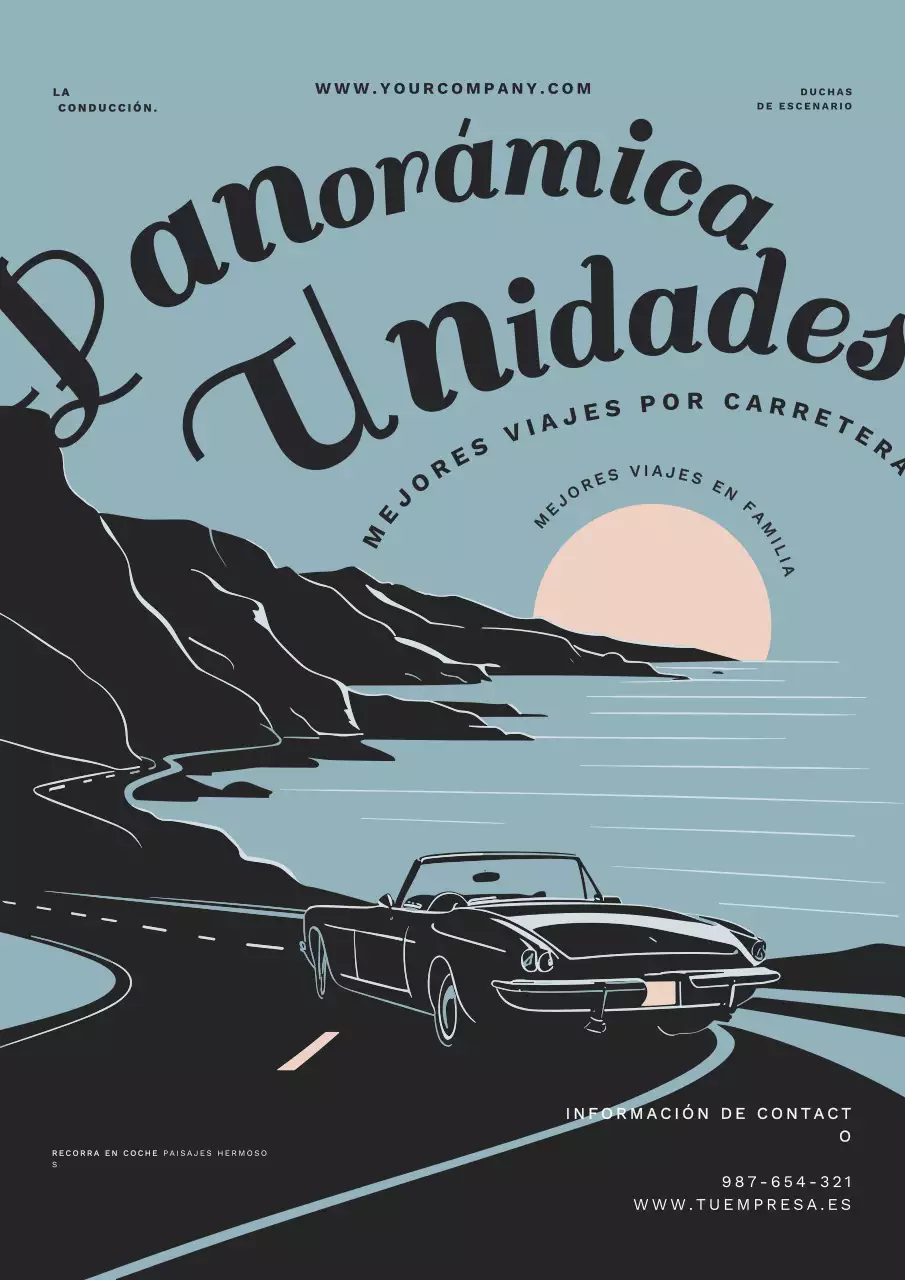 Azul y Negro Vintage Scenic Drives Road Trip Promotion