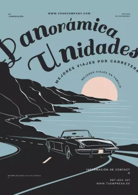 Azul y Negro Vintage Scenic Drives Road Trip Promotion