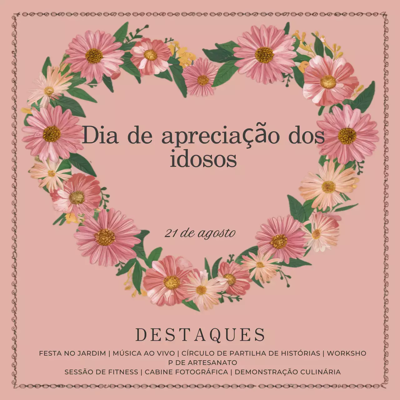 Promoção do evento Pink Simple Senior Appreciation Day