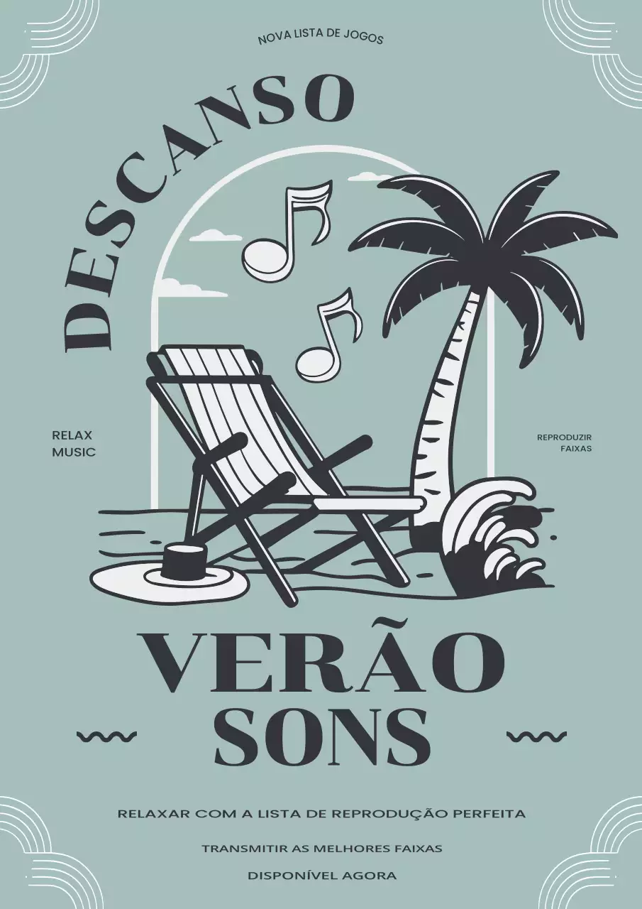 Cartaz de lista de reprodução de música moderna verde cinzento