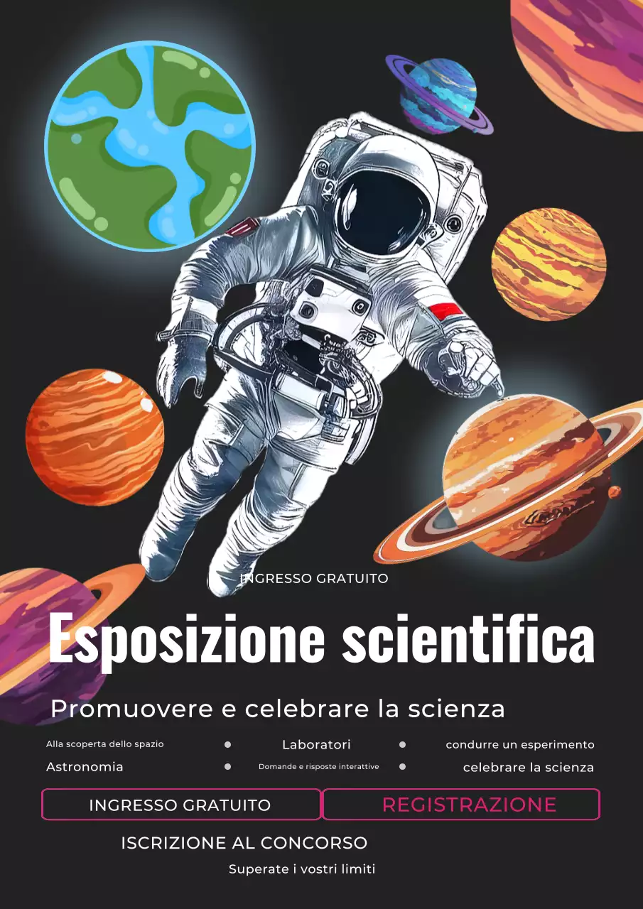 Poster nero scienza expo stile moderno