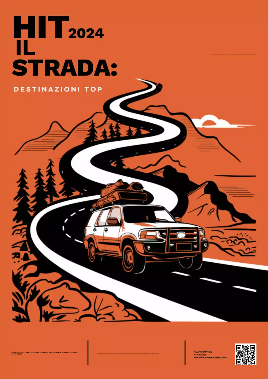 Promozione delle destinazioni di viaggio retrò arancioni e nere