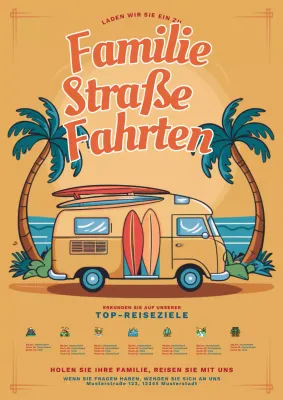 Flyer für Familienausflüge in Gelb und Orange Plain