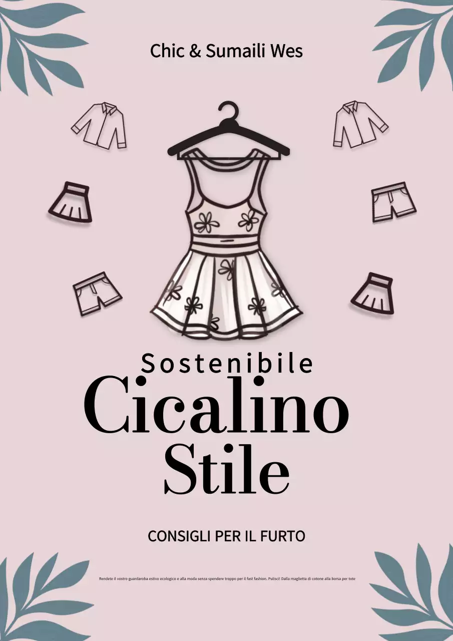 Poster beige e rosa del negozio dell'usato