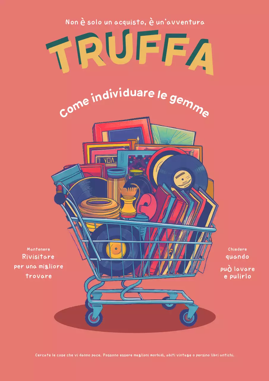 Poster retrò rosso e verde Thrifting