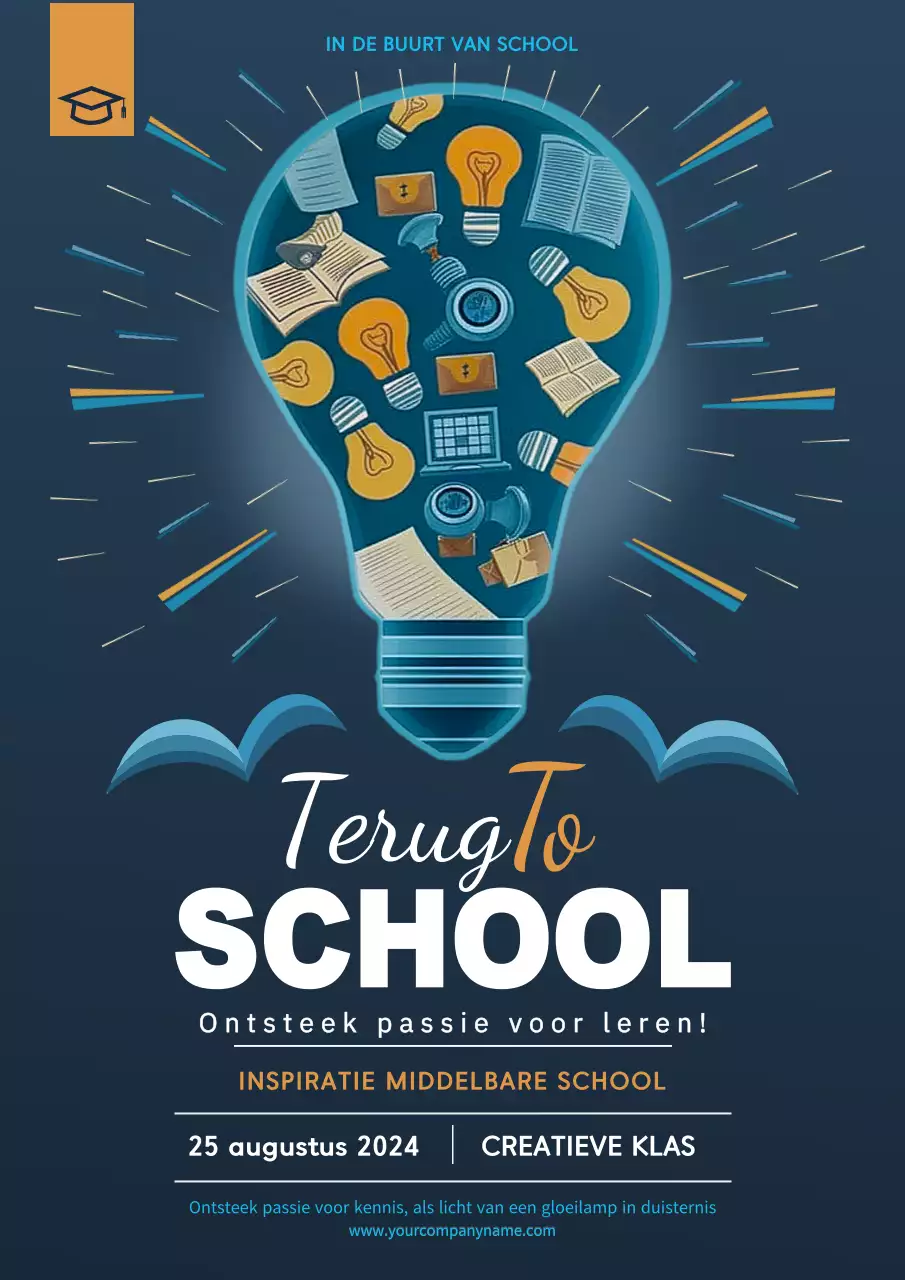 Blauwe poster Terug naar school poster