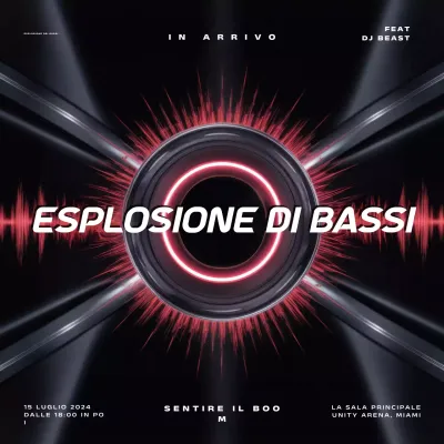 Promozione evento musicale notturno Black Simple Bass Blast