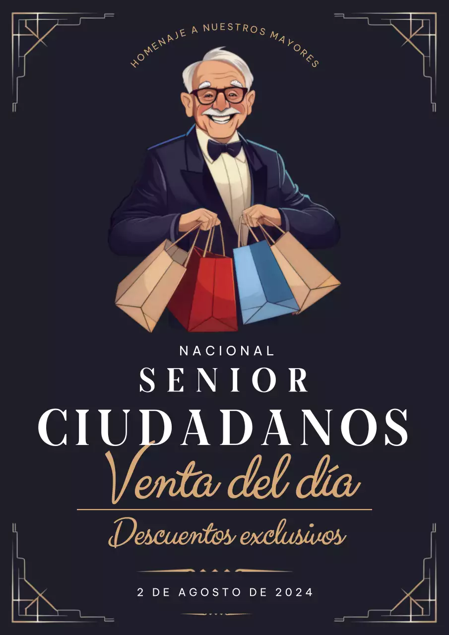 Navy Luxury Folleto de rebajas del Día Nacional de las Personas Mayores