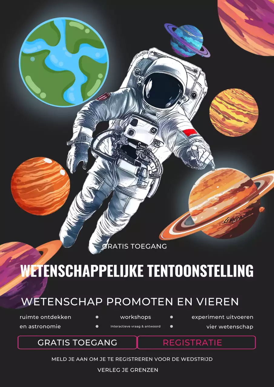 Zwarte poster wetenschapsexpo moderne stijl