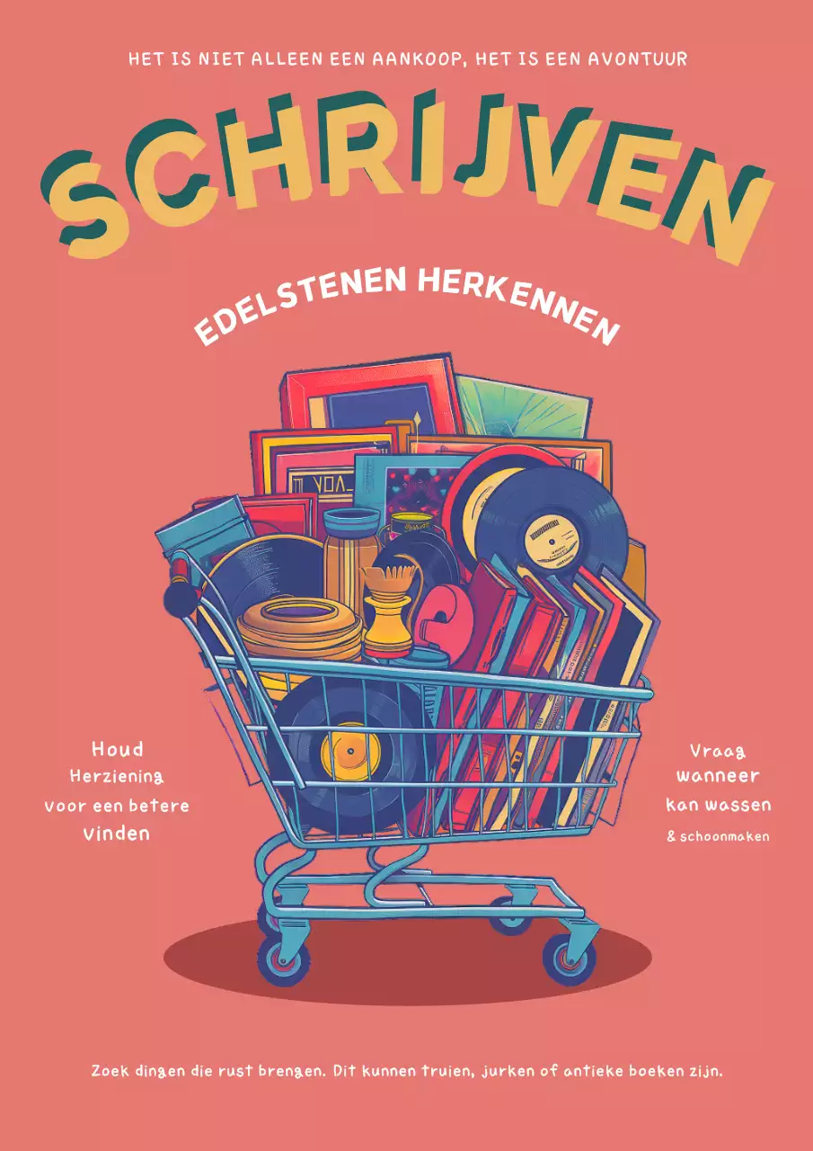 Rood en groen Thrifting retro poster