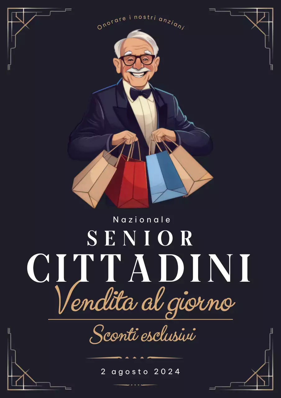 Volantino di vendita della Giornata Nazionale degli Anziani Navy Luxury