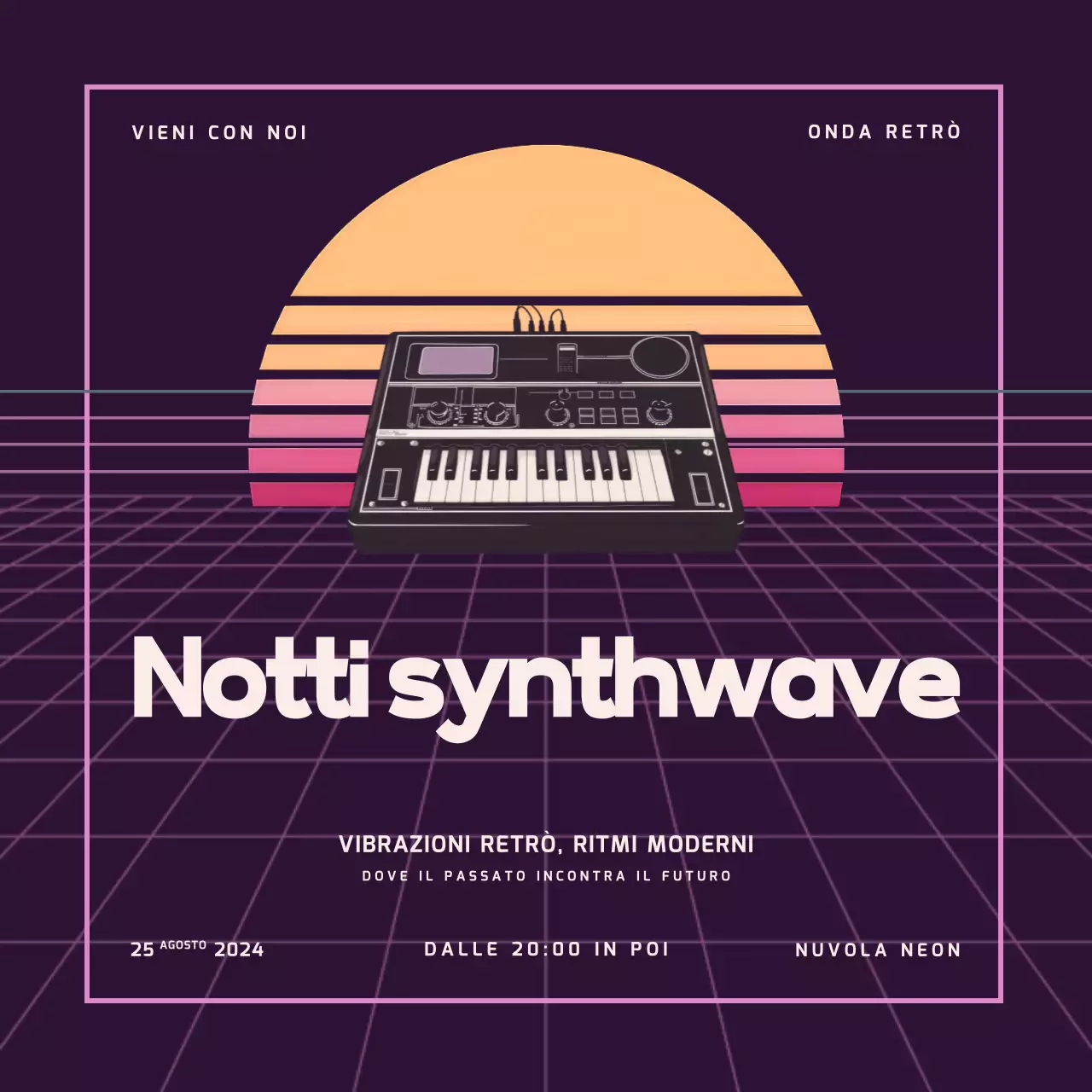 Promozione dell'evento musicale Purple Retro Night