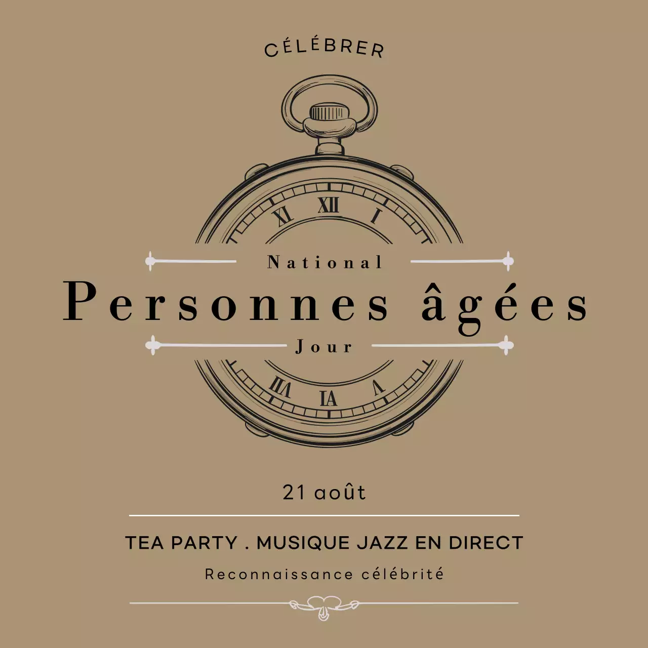 Khaki Minimal Journée nationale des seniors Publicité événementielle