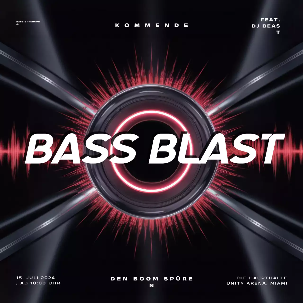 Black Simple Bass Blast Night Music Event Promotion