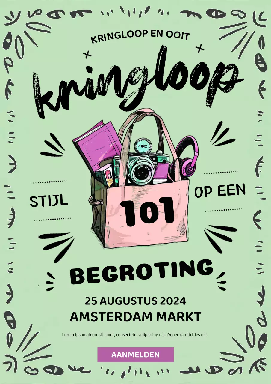 Groene kringloopwinkel vintage poster