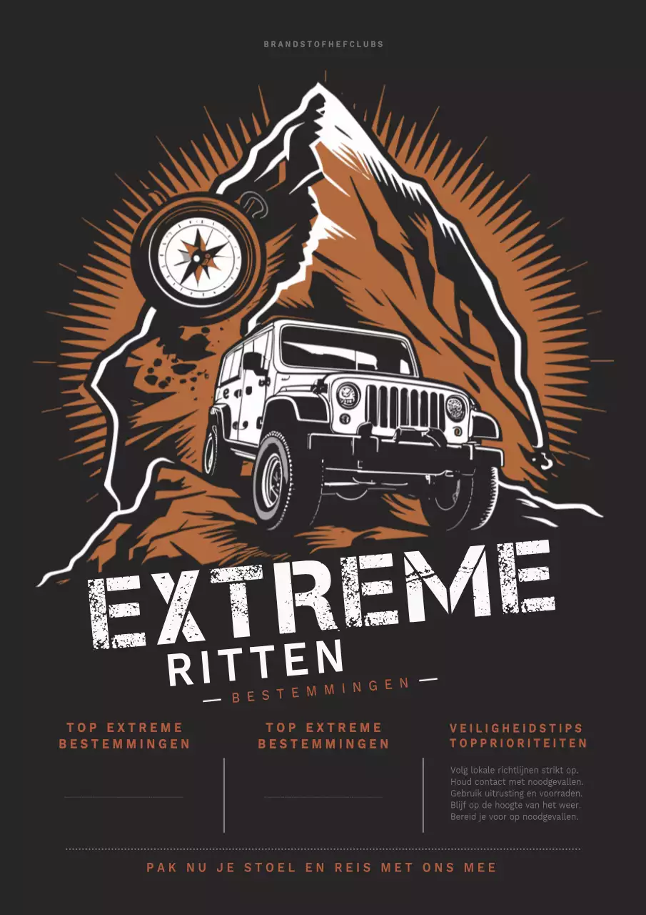 Bruine en witte Retro Extreme Road Trips Flyer