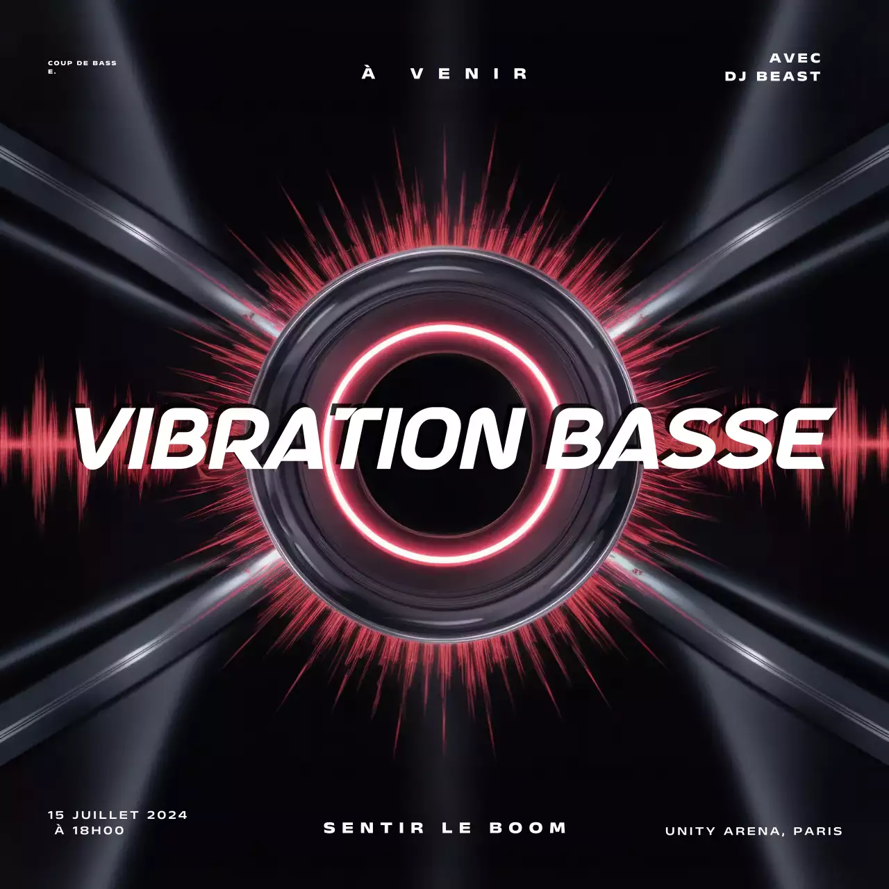 Black Simple Bass Blast Night Music Event Promotion